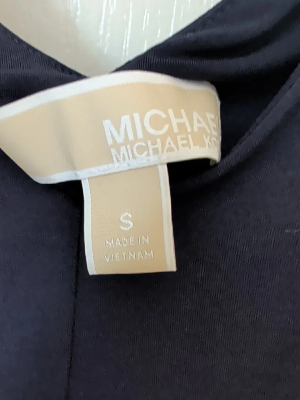 Michael Kors Navy Cold-Shoulder Long Sleeve Dress with Chain-Strap